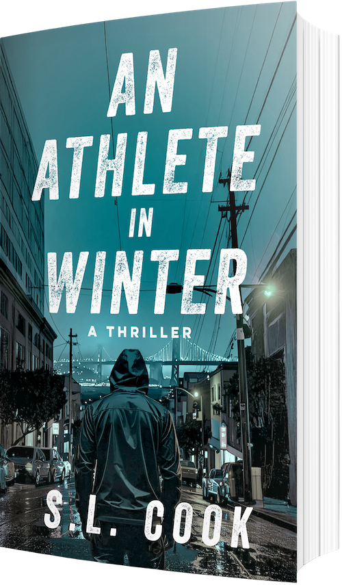 Cover image showing man walking facing away on a narrow street. 